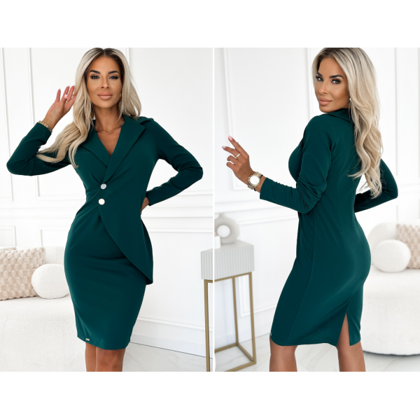 Haljina s dekolteom, gumbima i ovratnikom